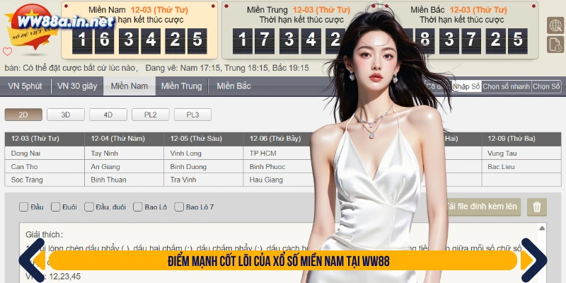 Điểm mạnh cốt lõi của xổ số miền Nam tại WW88