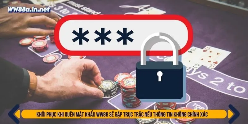 Khôi phục khi quên mật khẩu WW88 sẽ gặp trục trặc nếu thông tin không chính xác