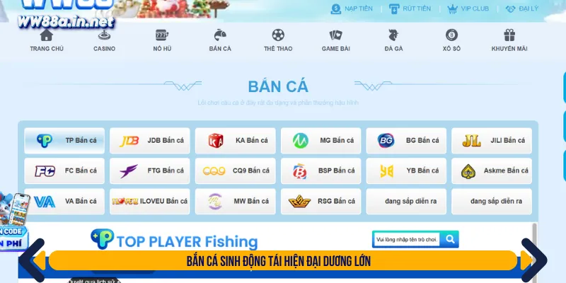 Sảnh bắn cá WW88 với vô vàn phần thưởng hấp dẫn